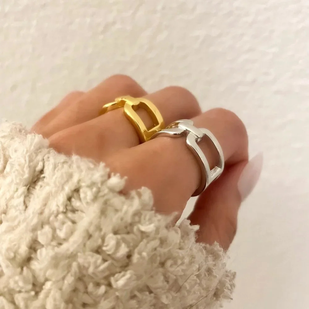 925 Sterling Silver Chunky Statement Ring Buckle … - image 6